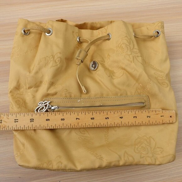 Beige Leather Nylon Backpack MEDIUM Light Italian Luxury Rose ITALY BLUMARINE - Picture 7 of 16